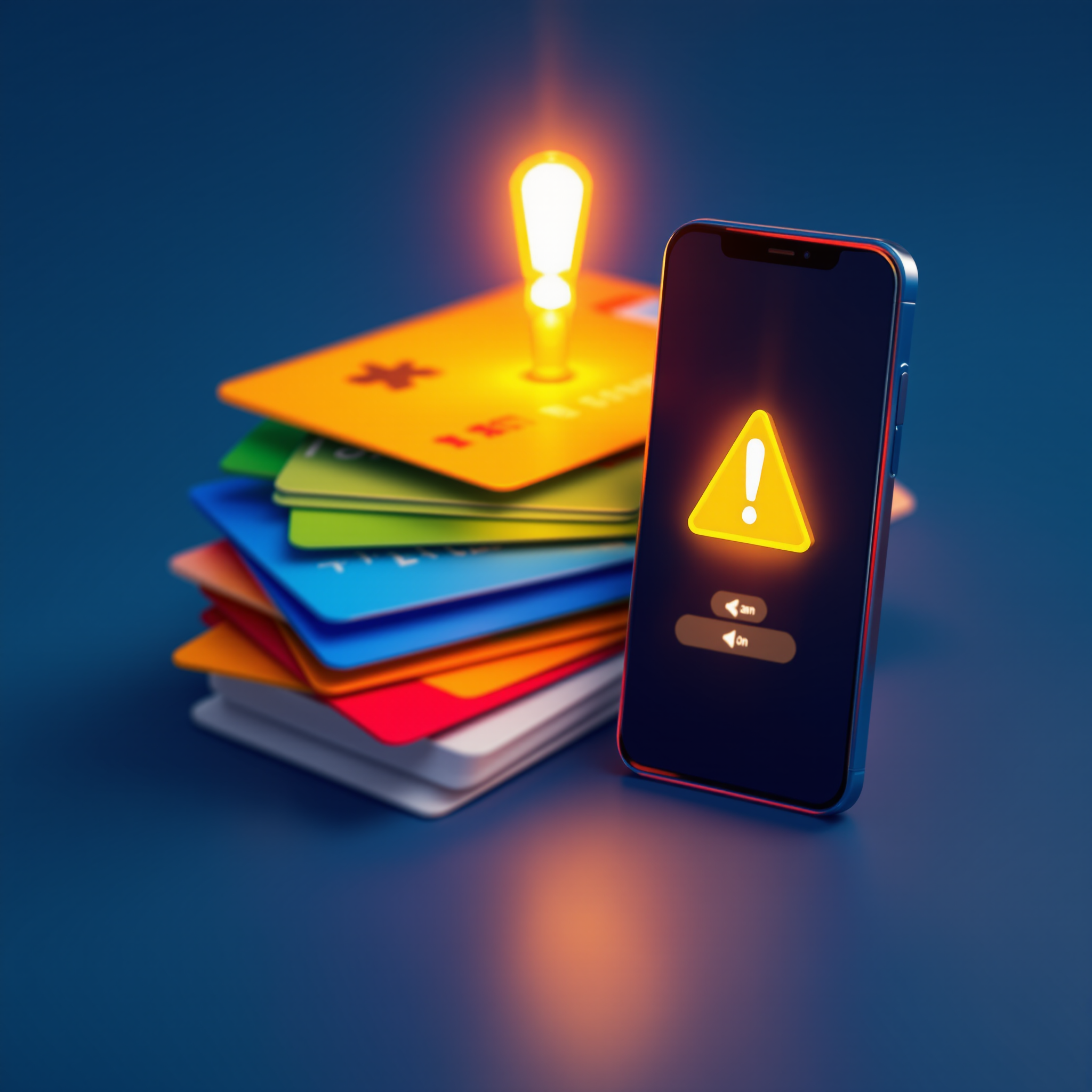 Pile de cartes cadeaux et alerte sur smartphone