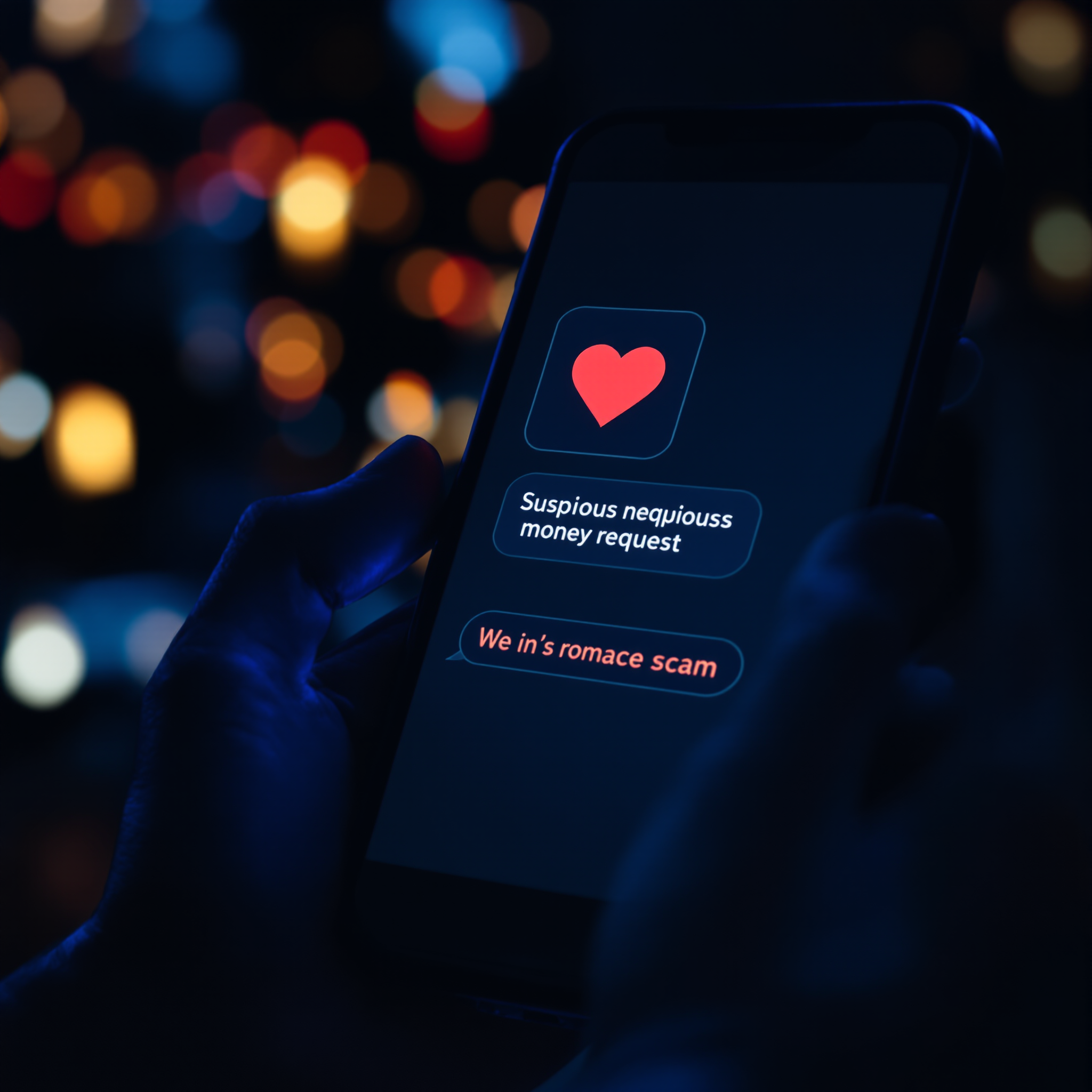 Conversation suspecte sur smartphone (romance scam)